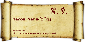Maros Versény névjegykártya